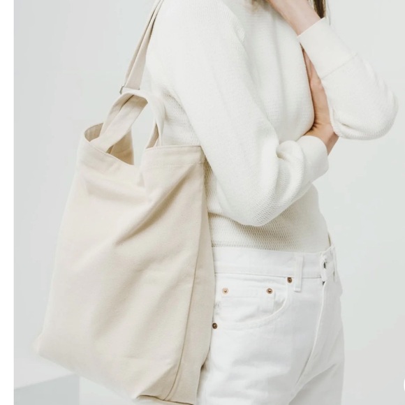 New Baggu Herbivore duck tote bag Levander writing Natural Canvas Recycle Cotto - Picture 4 of 14